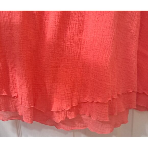 Soft Surroundings XL Peach Gauzy Ruffle Hem Layered Tank Dress Beach - Picture 4 of 7